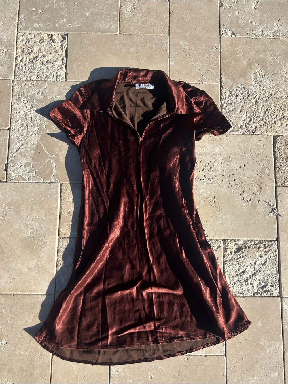 Vintage Women’s Shiny Copper-Red Polo Dress